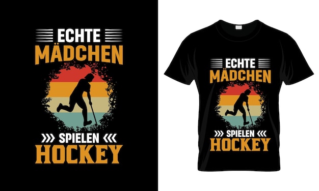 Echte Madchen Spielen Hockey kleurrijke Graphic TShirt tshirt print mockup