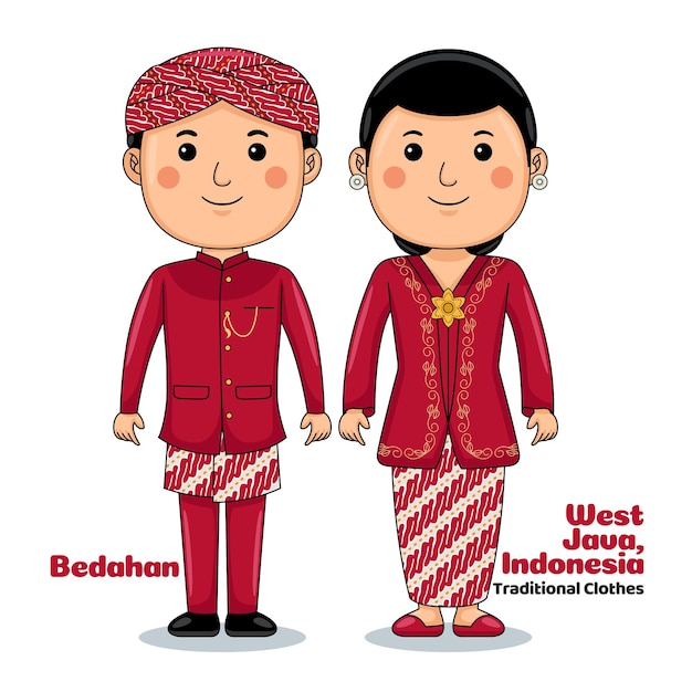 Echtpaar draagt Bedahan West-Java Indonesische traditionele kleding