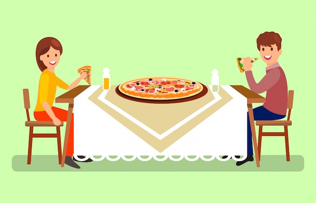 Echtpaar met diner vectorillustratie