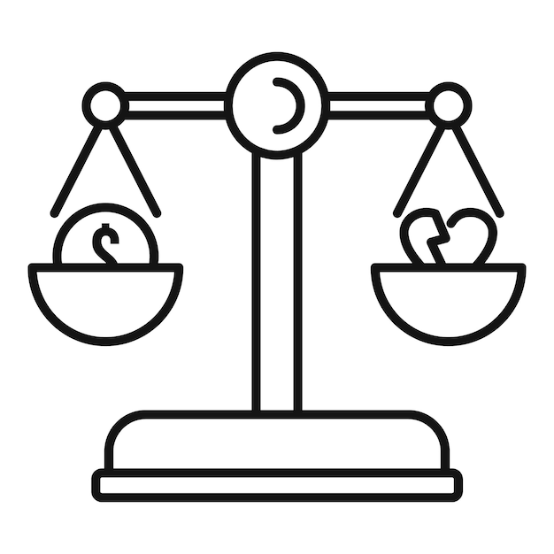 Echtscheiding evenwicht pictogram Overzicht echtscheiding evenwicht vector pictogram voor webdesign geïsoleerd op een witte achtergrond