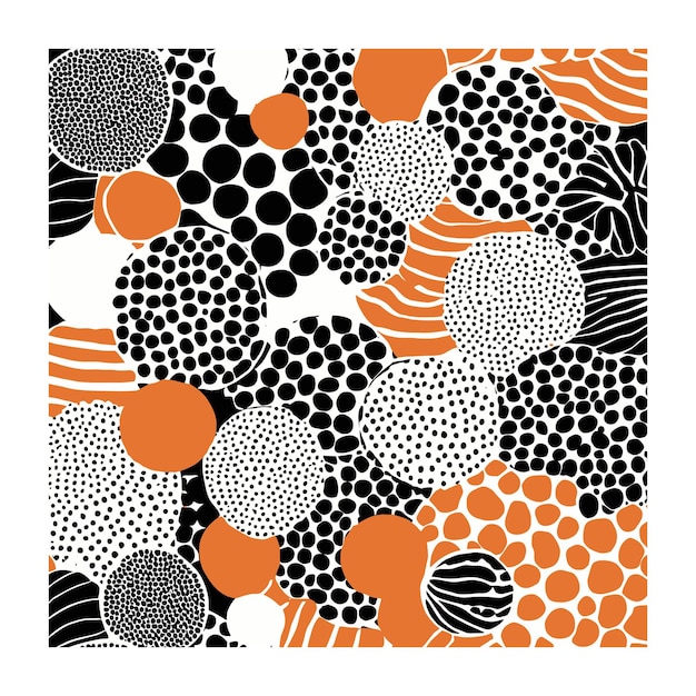 Vector eclectic pattern full of dots spots and floral shapes