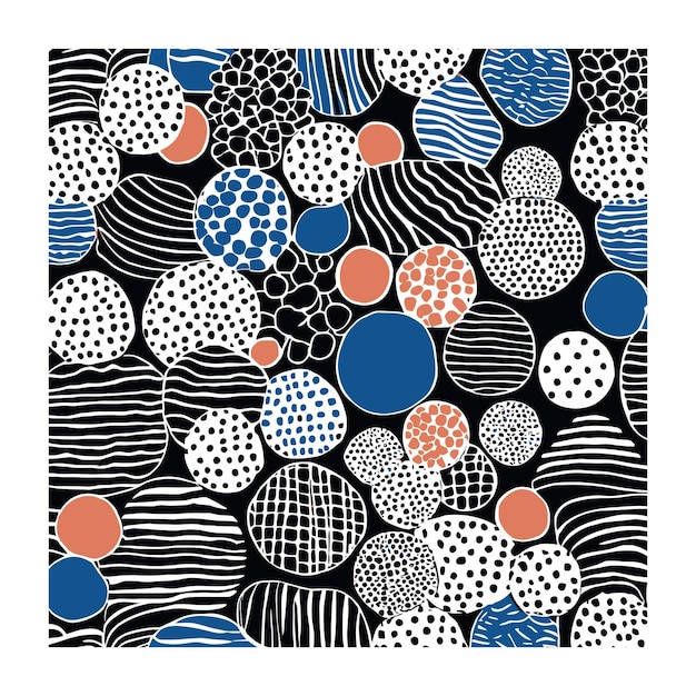 Vector eclectic pattern full of dots spots and floral shapes