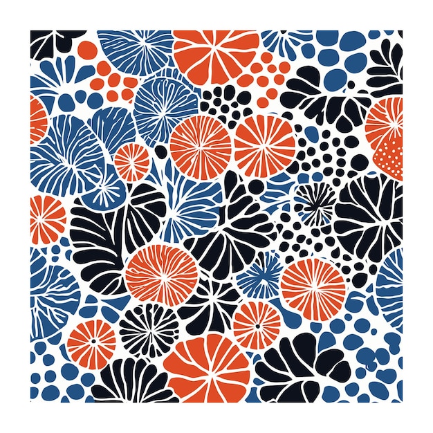 Vector eclectic pattern full of dots spots and floral shapes