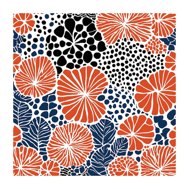 Vector eclectic pattern full of dots spots and floral shapes