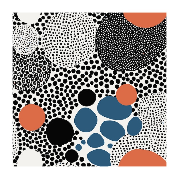 Vector eclectic pattern full of dots spots and floral shapes