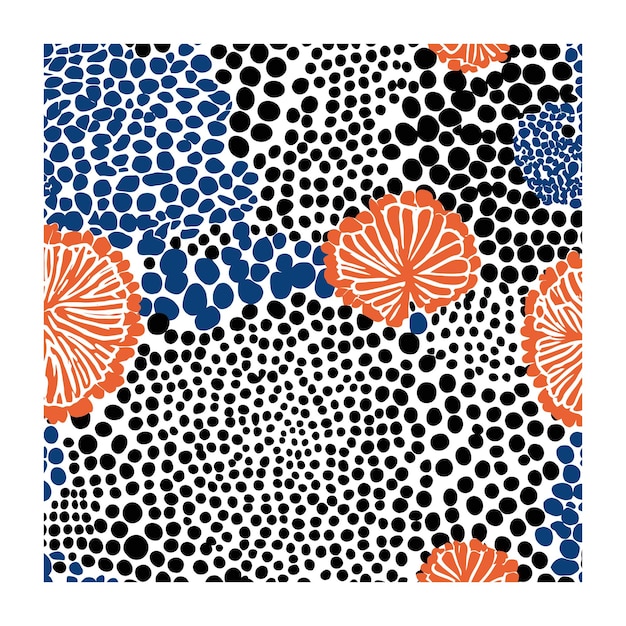 Vector eclectic pattern full of dots spots and floral shapes