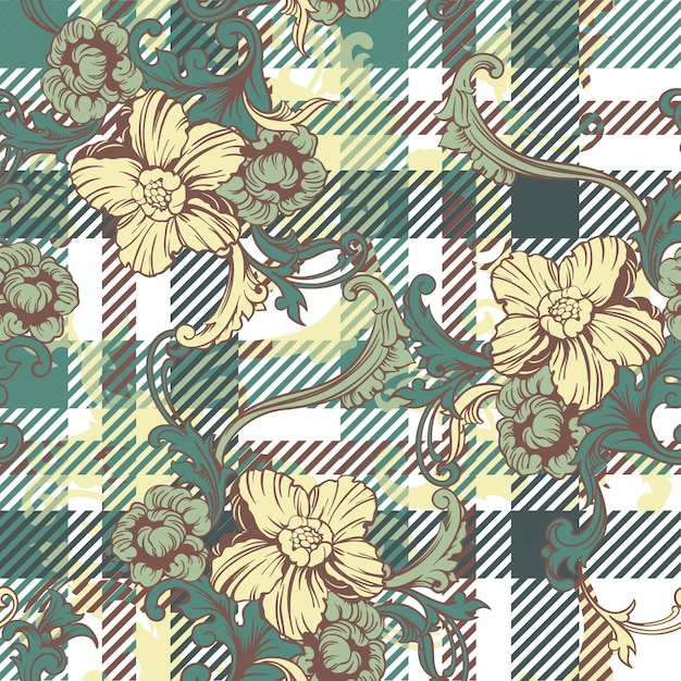 Vector eclectic seamless pattern with baroque ornament
