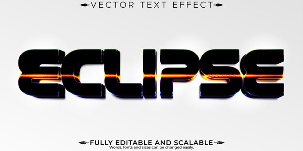 Vector eclipse text effect editable sun and cosmic customizable font style