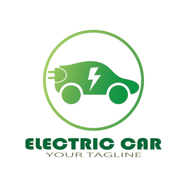 Vector eco auto en elektrische groene auto technologie pictogram logo vector