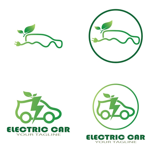 Vector eco auto en elektrische groene auto technologie pictogram logo vector