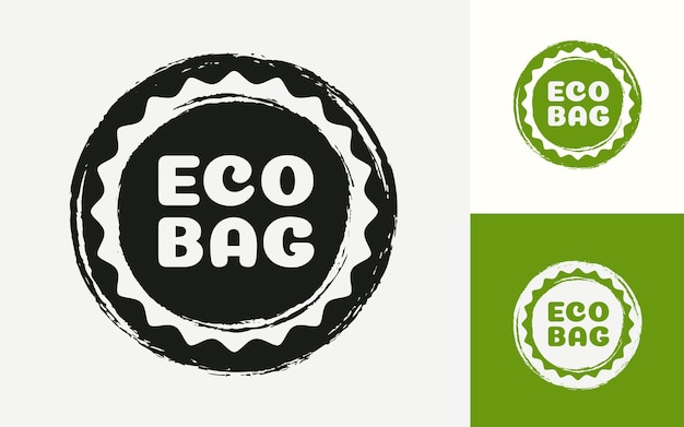 Eco bag logotype isolated on background for farm fresh shop natural product market vegan food store organic product Vector 10 eps