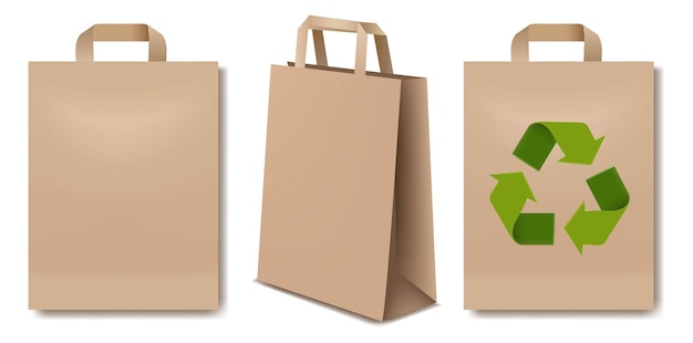 Vector eco bags collection isolated white background