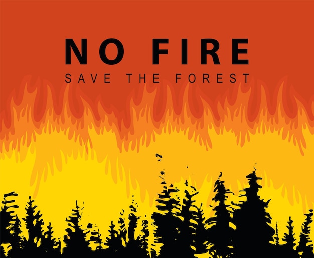 Vector eco banner burning forest