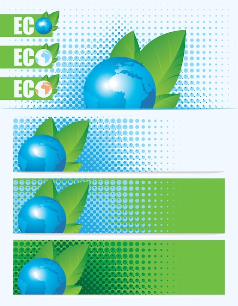 Vector eco banner with earth planet