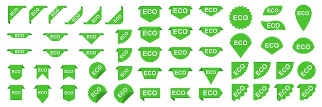 ECO banners or stickers. Green Ecology labels