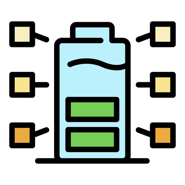 Vettore iconica della batteria eco contorno dell'icona vettoriale della batteria ecologica colore piatto isolato