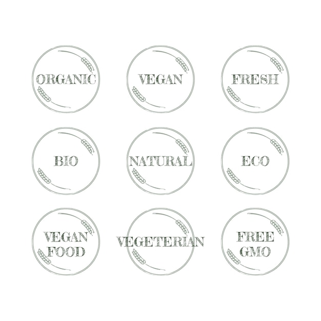 Эко-биоорганический и натуральный продукт наклейка значок и логотип Значок экологии