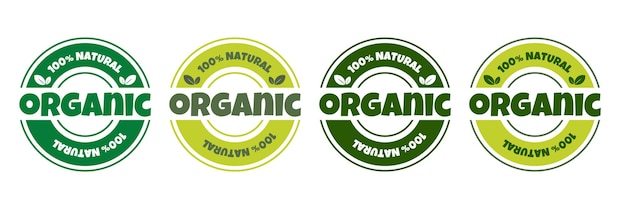 Vector eco bio organic and natural products sticker label badge and logo