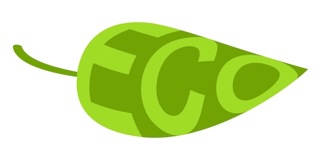 Eco bladpictogram met tekstteken van milieuvriendelijke producten eco groen blad