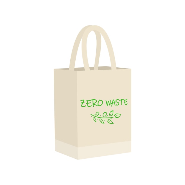 Vector eco-boodschappentas om te winkelen zuivel herbruikbaar milieuvriendelijk shoppernet geen afval plasticvrij concept plat trendy ontwerp