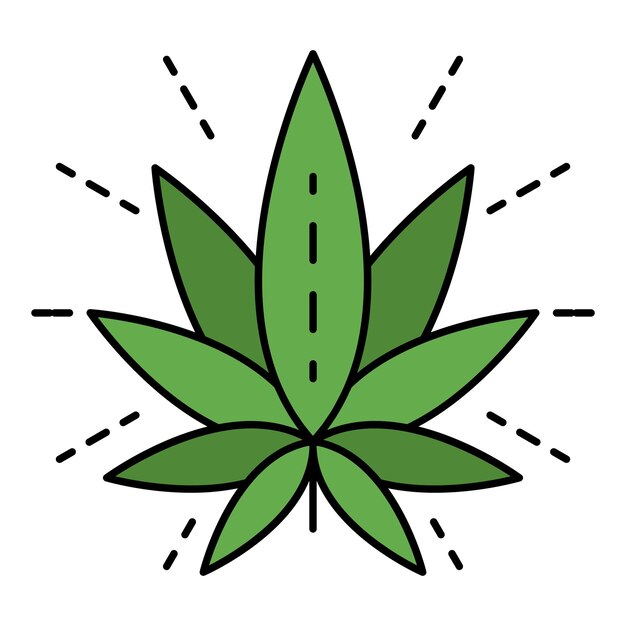 Логотип эко листьев конопли. контур векторного логотипа листьев эко конопли, плоский, изолированный на белом.