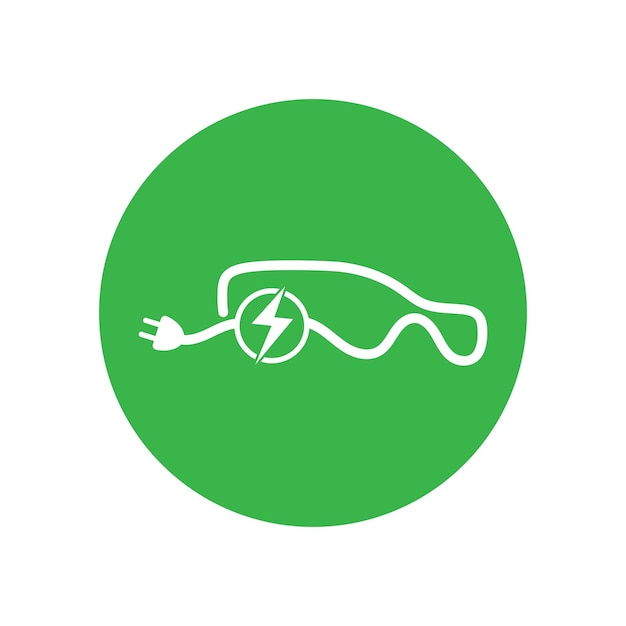 Vettore del logo dell'icona della tecnologia dell'automobile ecologica e dell'automobile verde elettrica