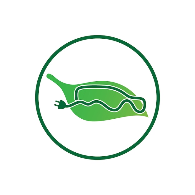 Vettore del logo dell'icona della tecnologia dell'automobile ecologica e dell'automobile verde elettrica