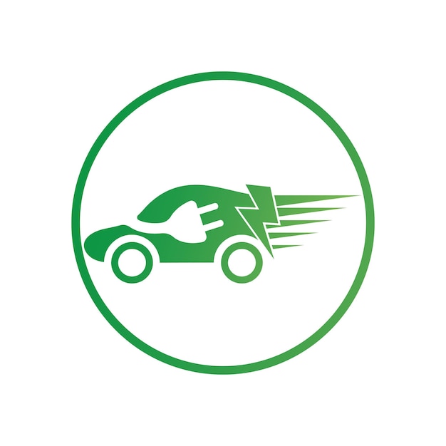 Eco car and electric green car technology icon logo vector