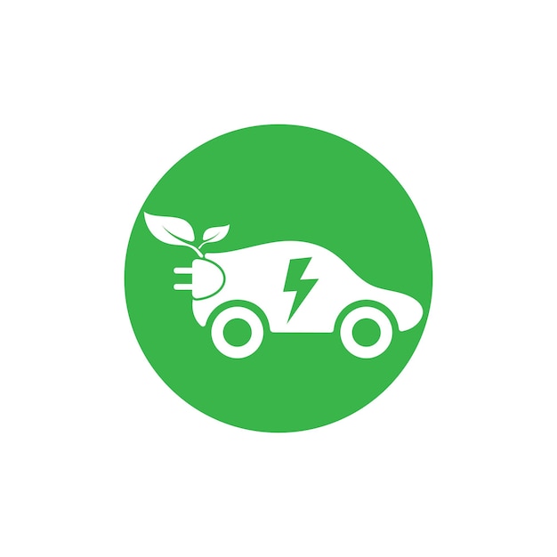 Eco car and electric green car technology icon logo vector