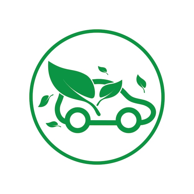 Eco car and electric green car technology icon logo vector