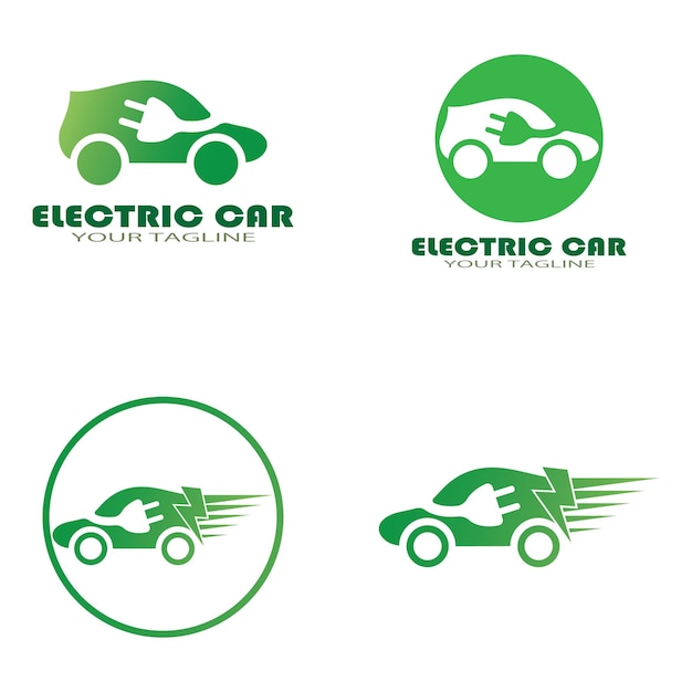 Eco car and electric green car technology icon logo vector