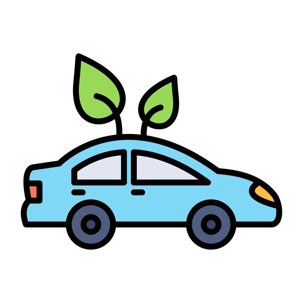 Vector eco car flat illustration