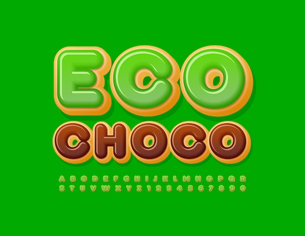 Set di lettere e numeri dell'alfabeto dei caratteri eco choco