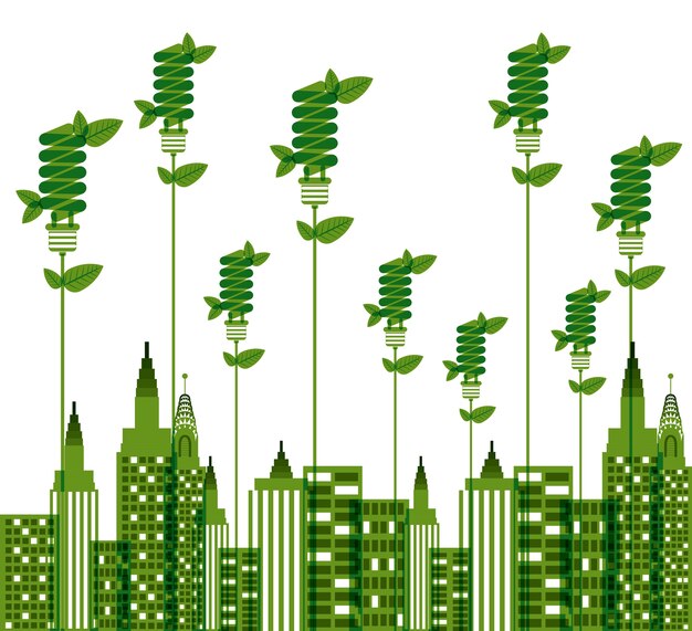 Vector eco city design over white background