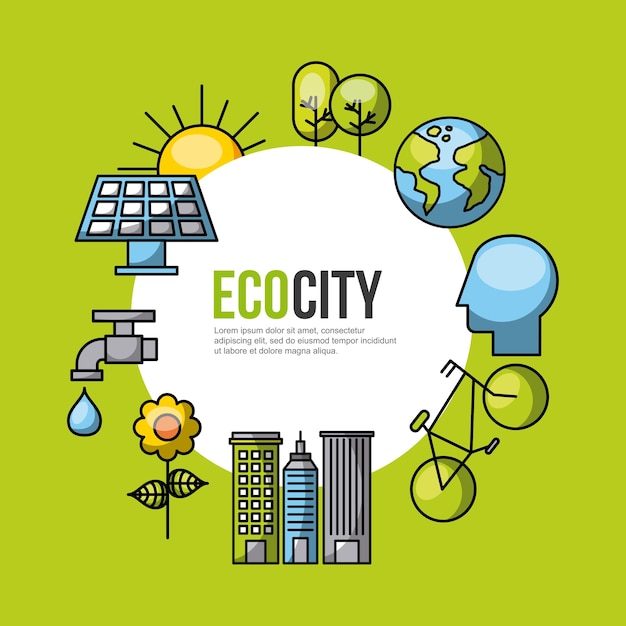 Vector eco city ecological related icons image