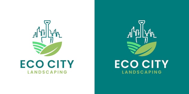 Vector eco city landscaping logo design ideas