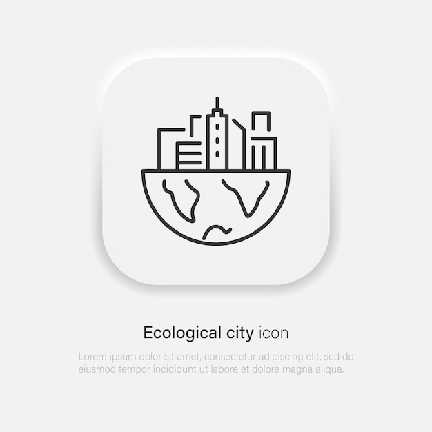 Значок линии эко-города. Символ экологического города. Вектор EPS 10.