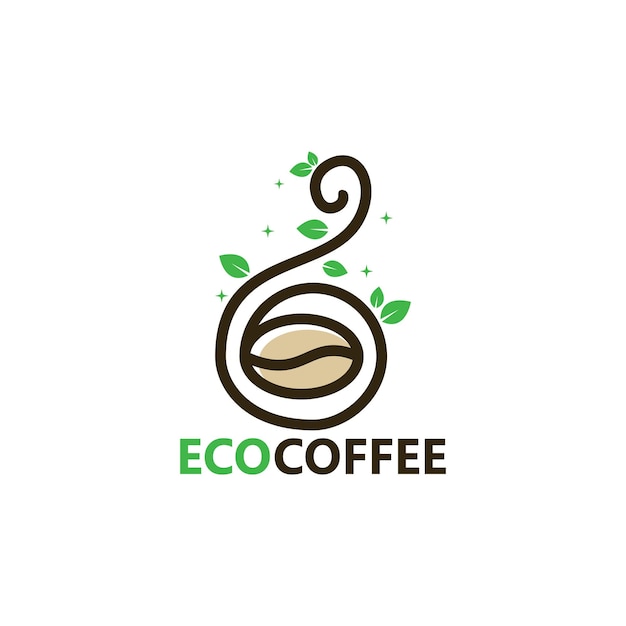 Disegno del modello di logo del caffè ecologico