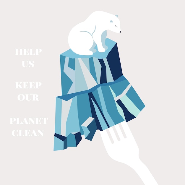 Eco concept poster with polar bear