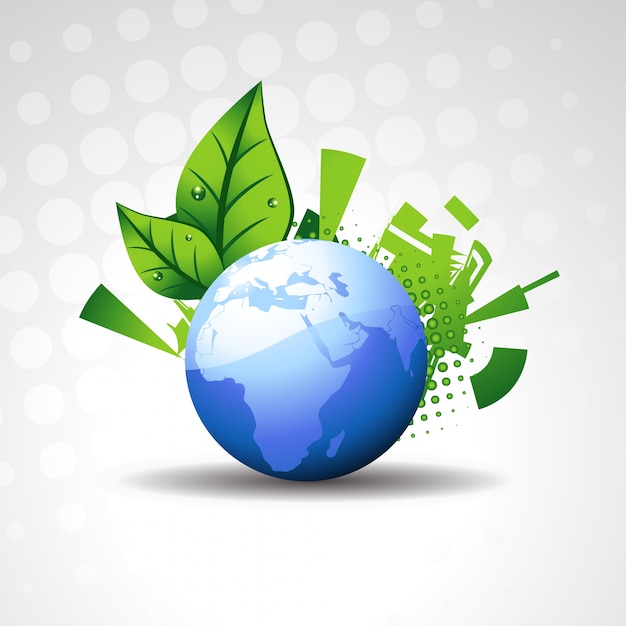 Vector eco concept with globe and leaves