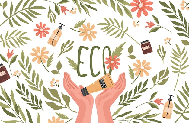 Banner piatto di vettore di cosmetici eco