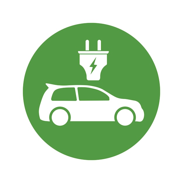 Eco electrocar pictogram Nul emissie voertuig Batterij laadstation teken