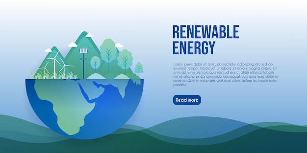 Эко энергия и концепция возобновляемой энергии для целевой страницы