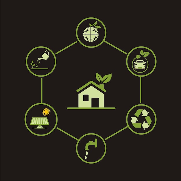 Eco energy flat icons