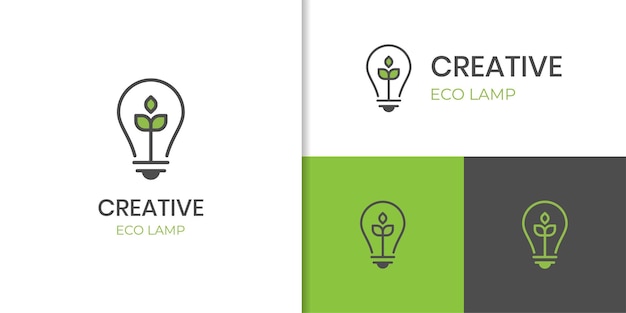 Eco energy light logo icon design with lightbulb and leaf design concept for solar energy sustainable vector element