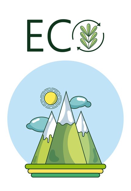 Eco environment at sunny day with mountains 