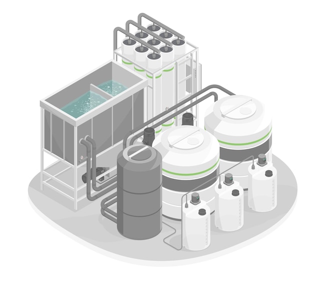 Eco factory plant wastewater treatment system with dissolved air flotation ecology isometric