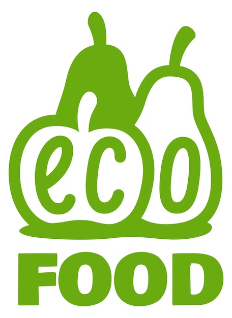 Etichetta alimentare ecologica con logo di frutta fresca verde