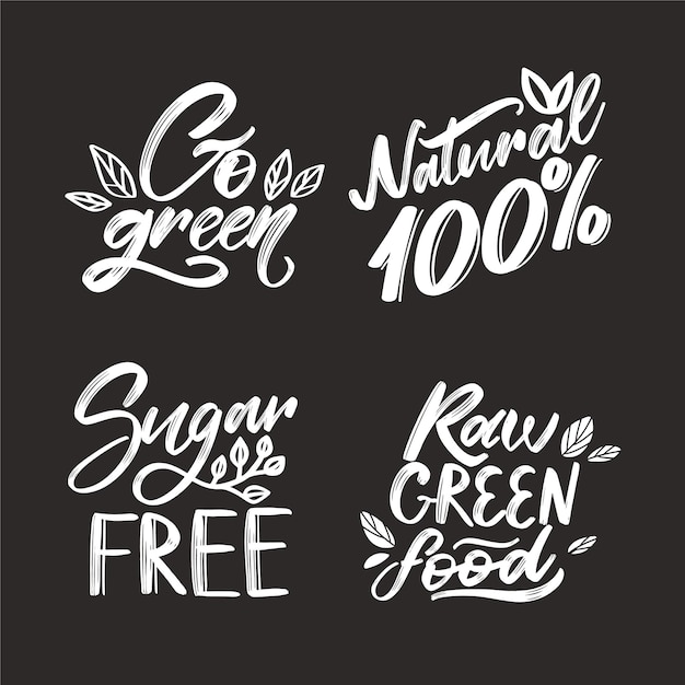 Eco food restaurant badge fresh and local product lettering set for locally grown food market