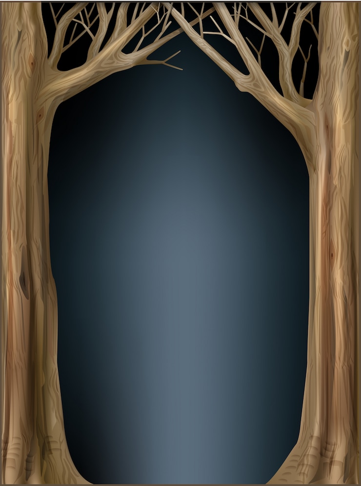 Vector eco frame from tree trunks and branches
